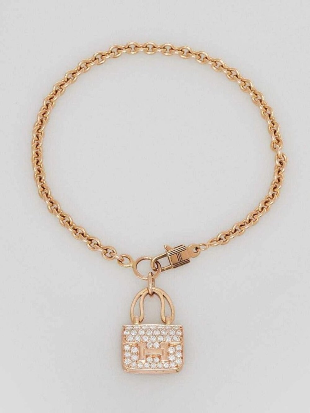 Hermes 18k Rose Gold and Diamond Constance Amulette Bracelet